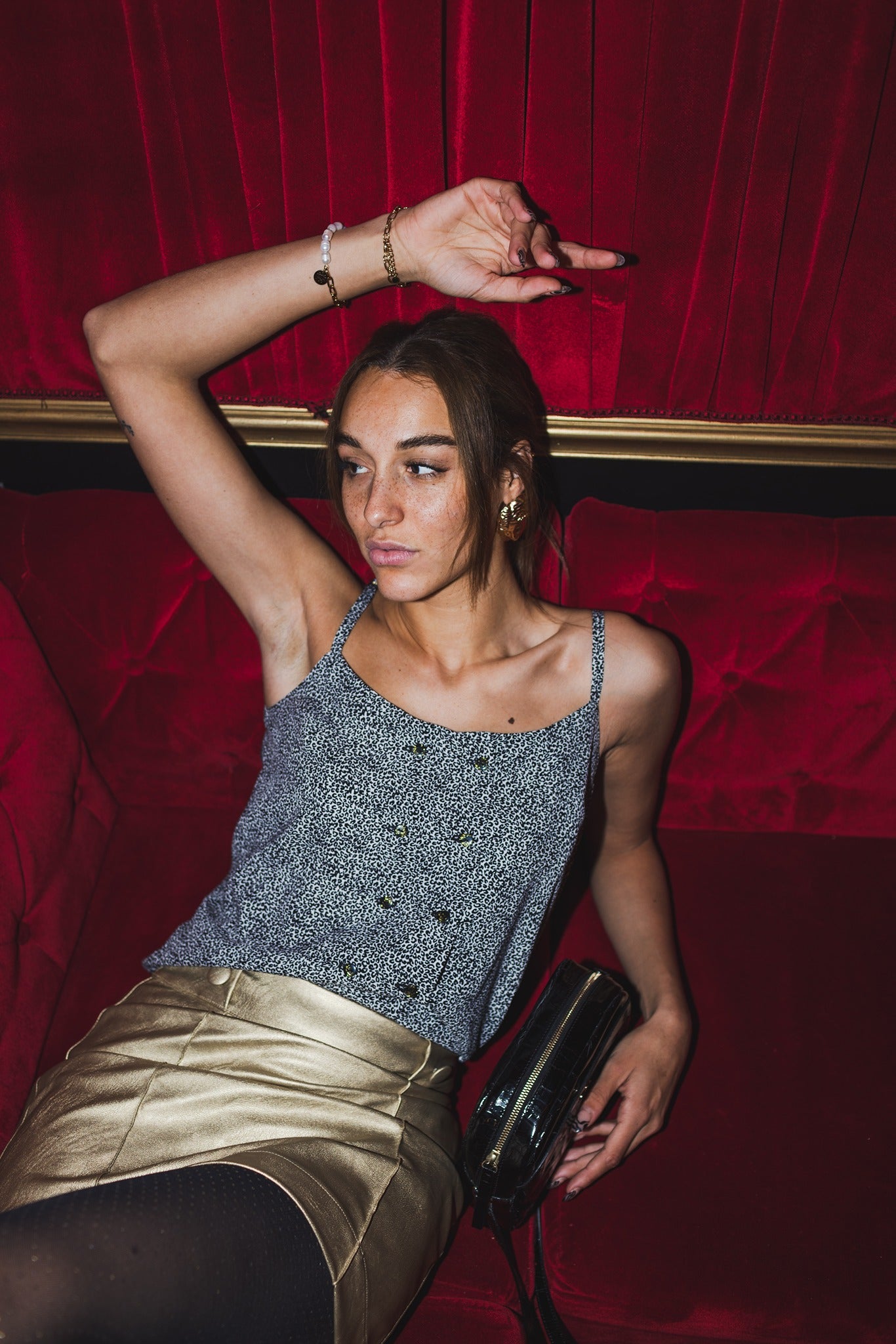 Jupe Roxanne similicuir doré