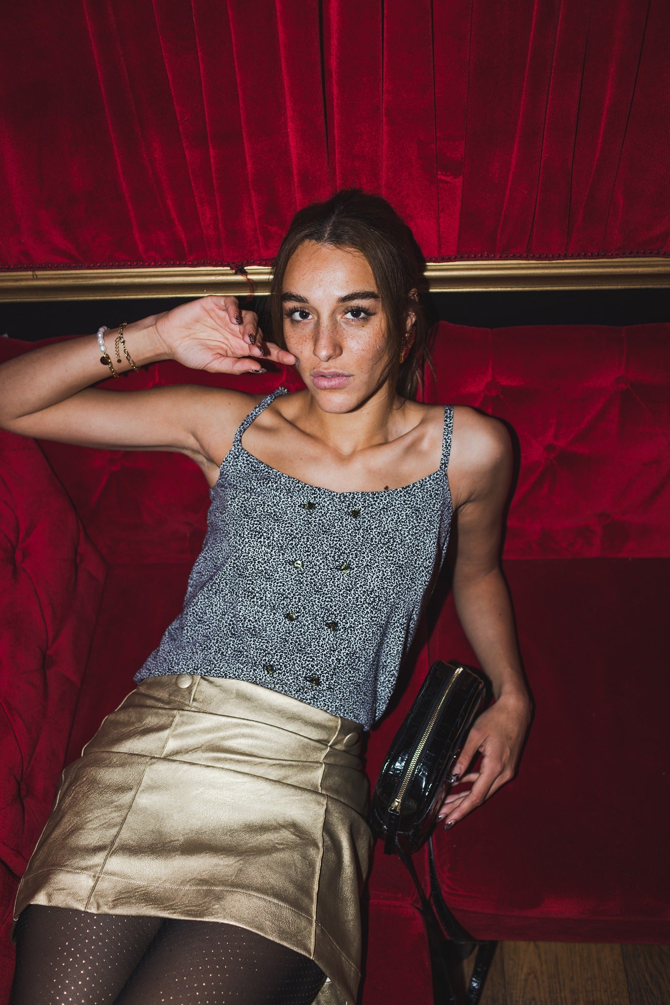 Jupe Roxanne similicuir doré