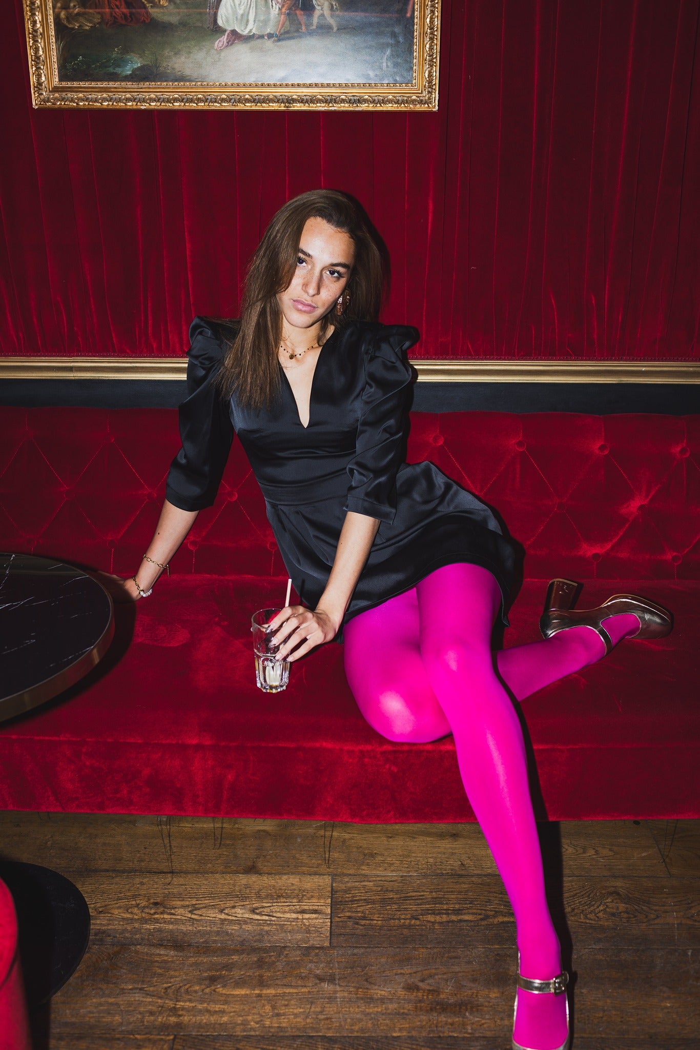 robe Sabine en satin noir