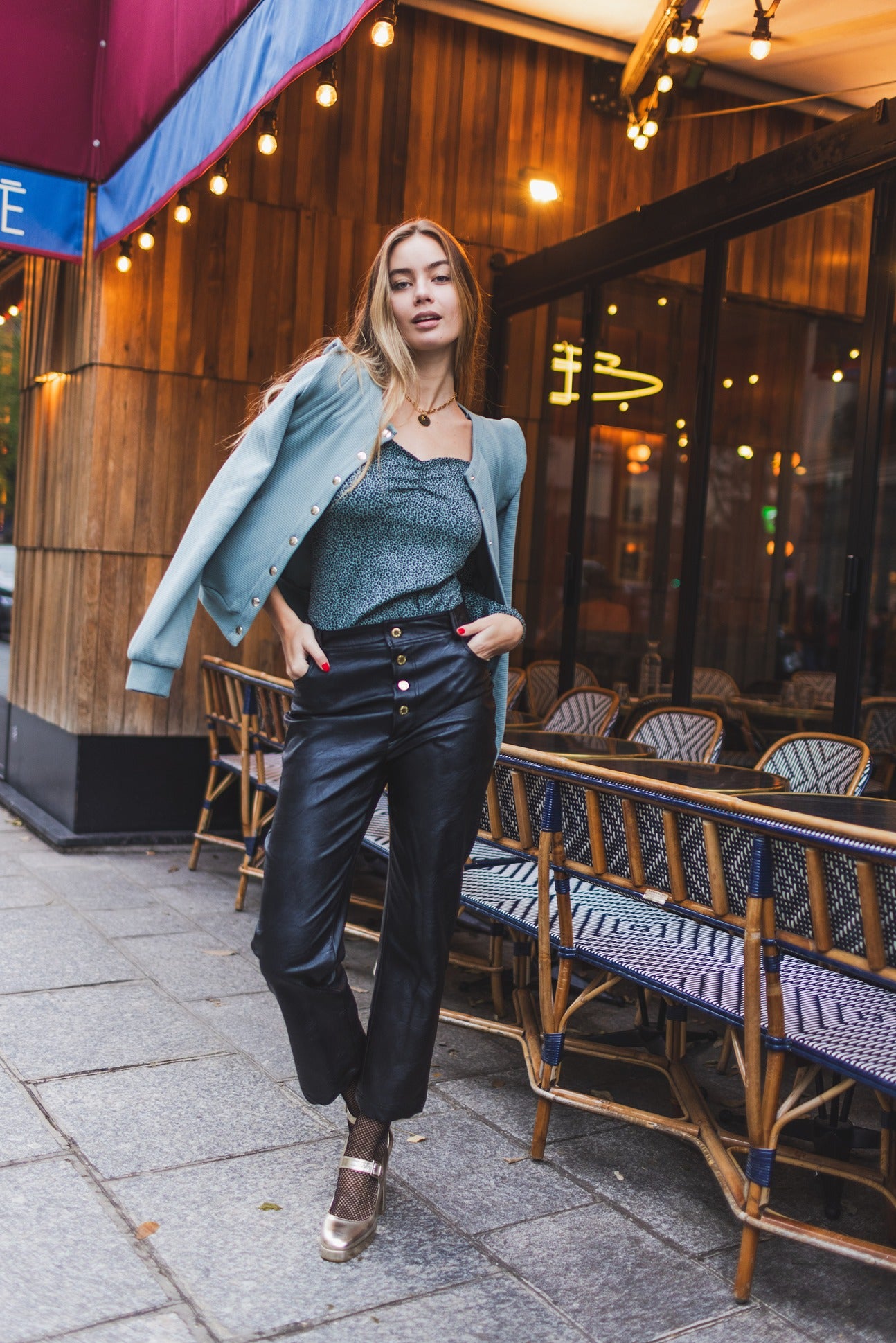 Pantalon Vadim en similicuir noir