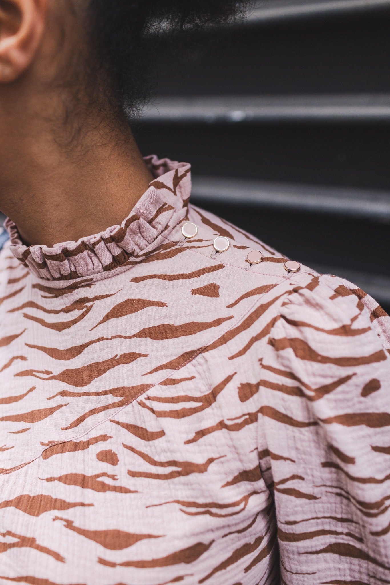 Top Victorienne rose zébré