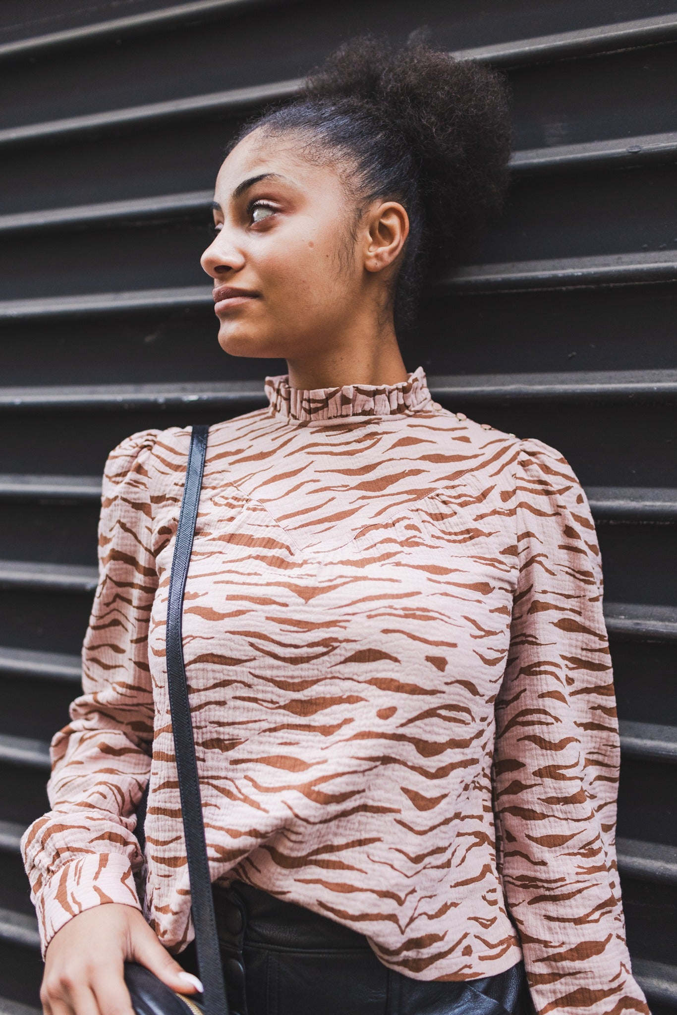 Top Victorienne rose zébré