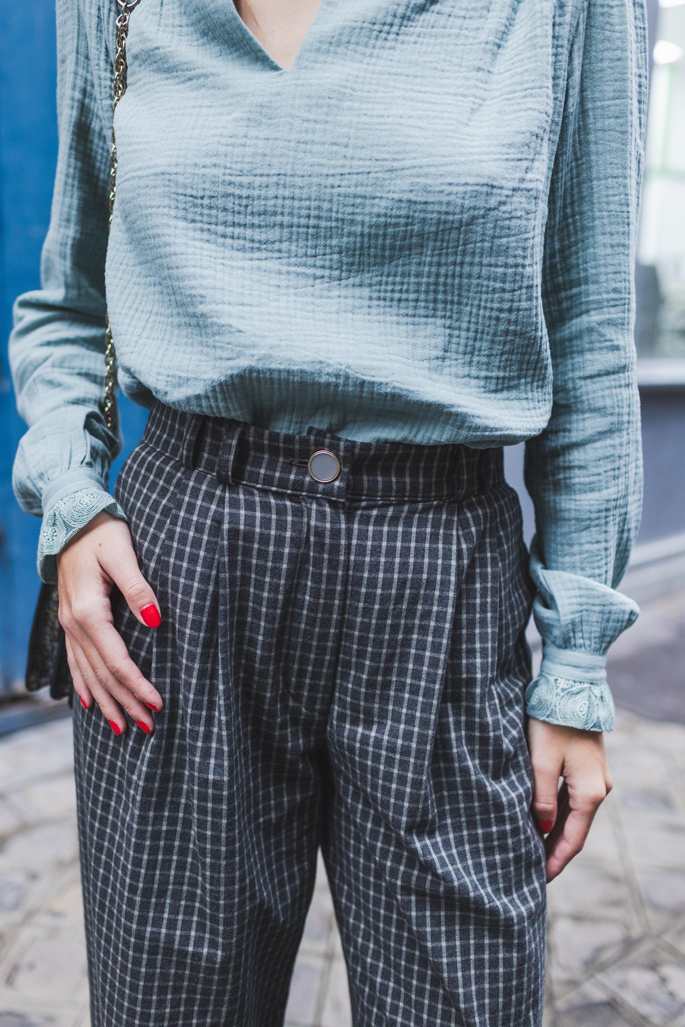 Pantalon Vincent carreaux kaki