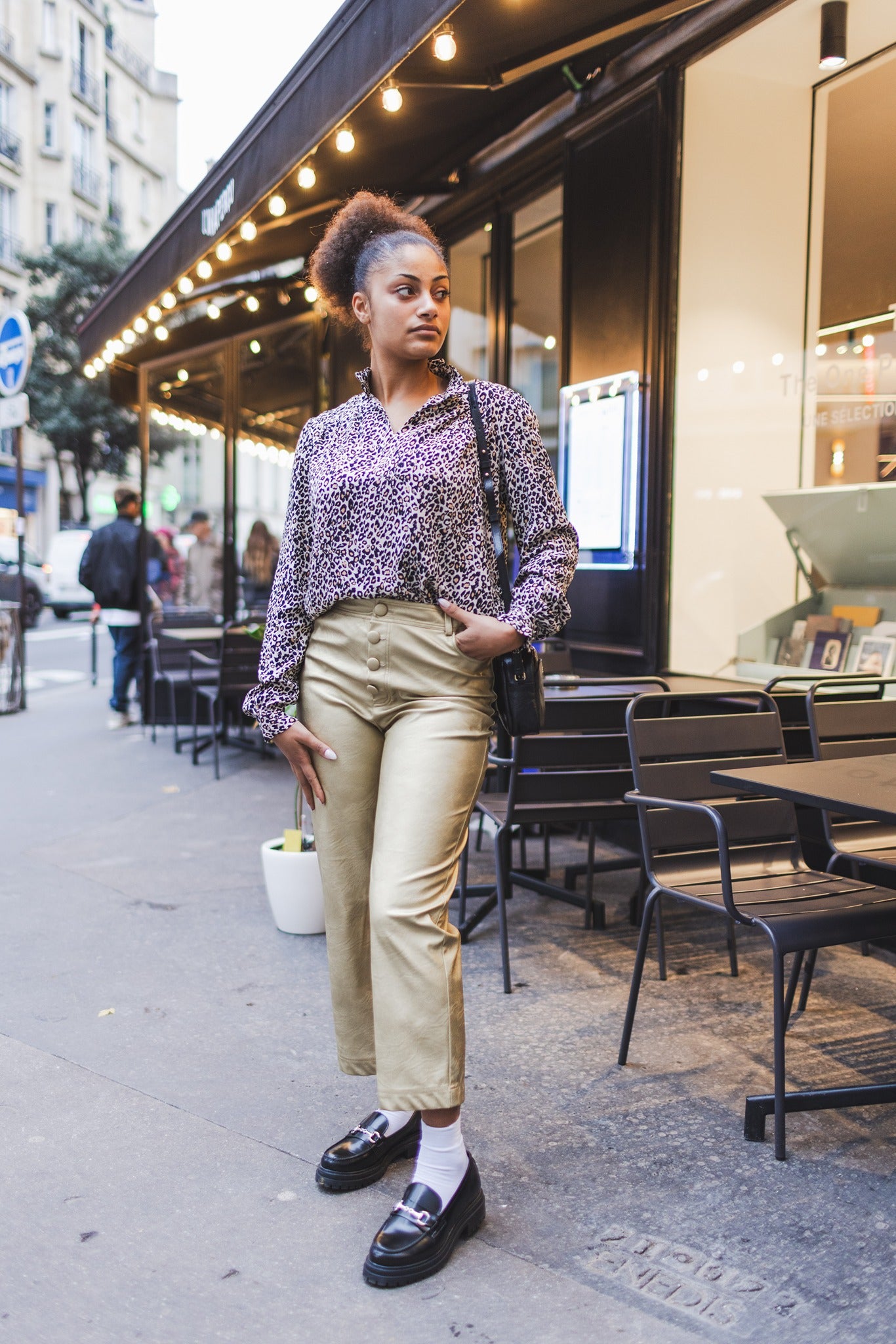 Pantalon  Vadim similicuir doré