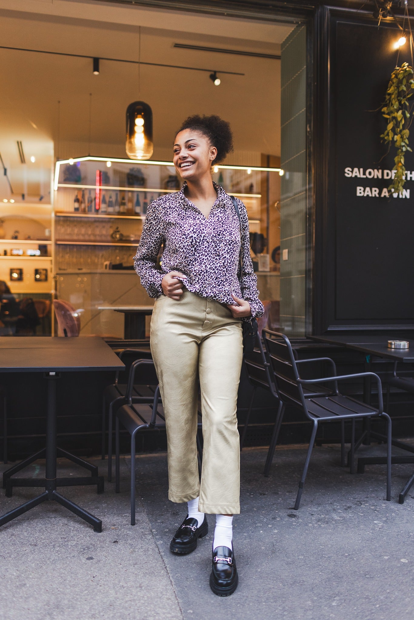 Pantalon  Vadim similicuir doré