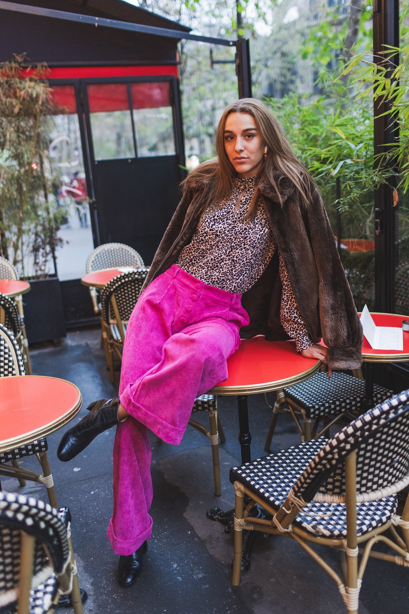 Pantalon Virgile velours rose