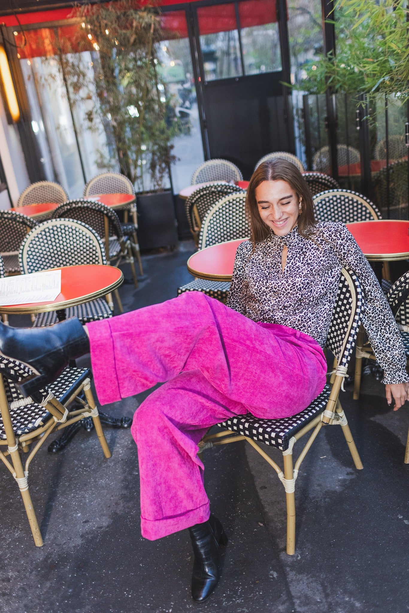 Pantalon Virgile velours rose