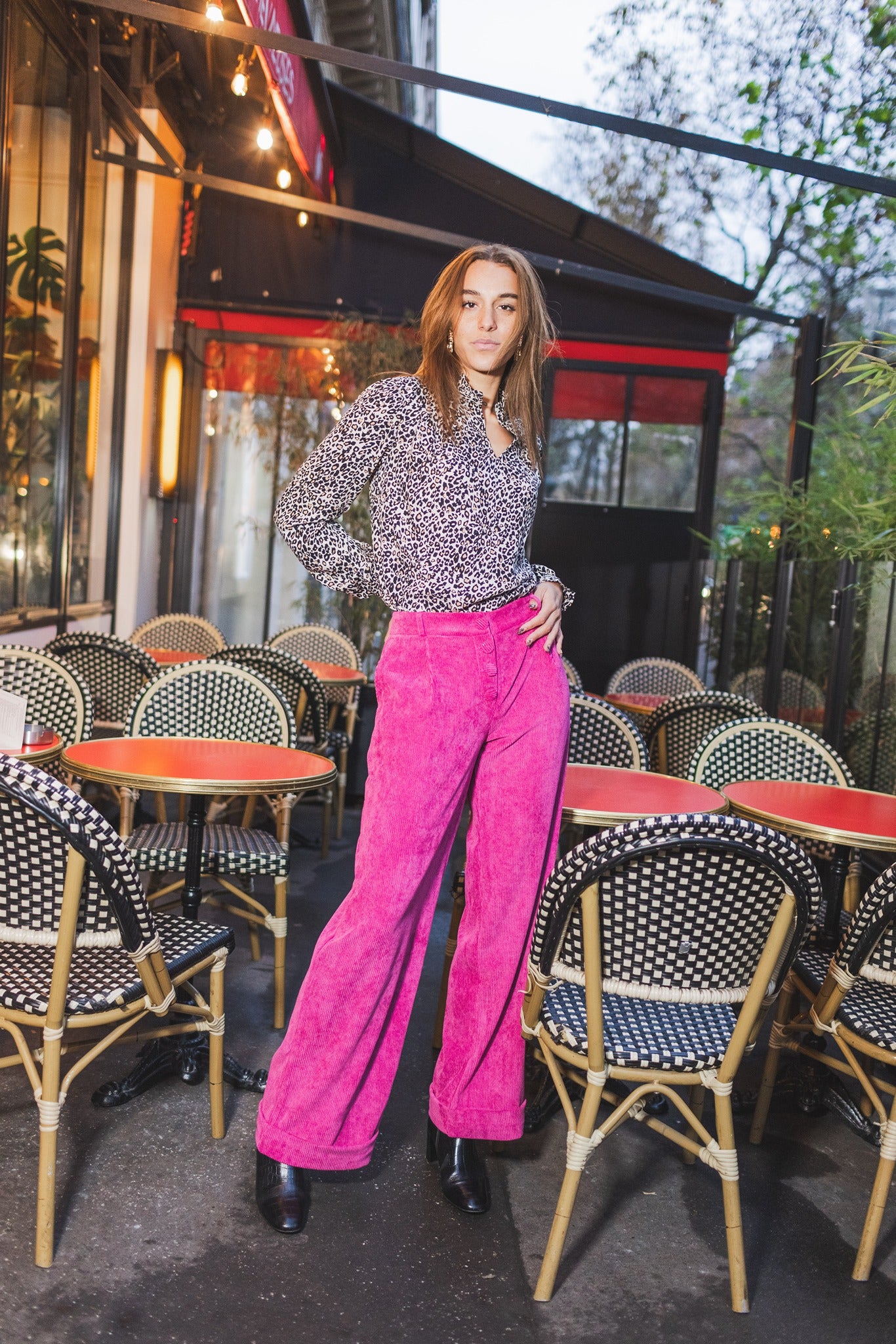 Pantalon Virgile velours rose