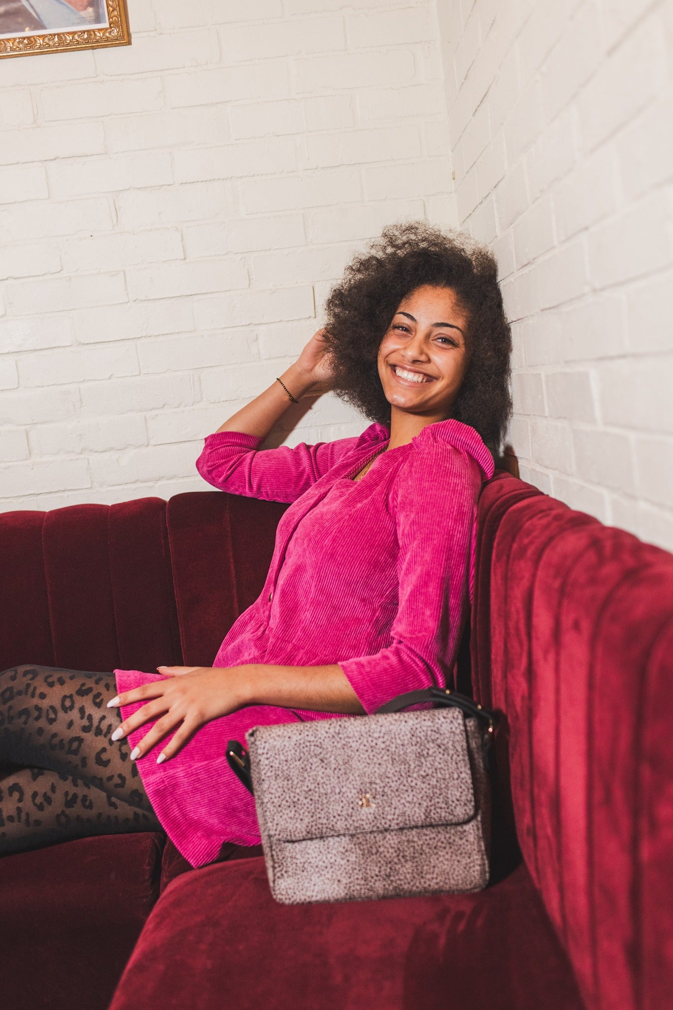 Robe Le Phare velours rose fuchsia
