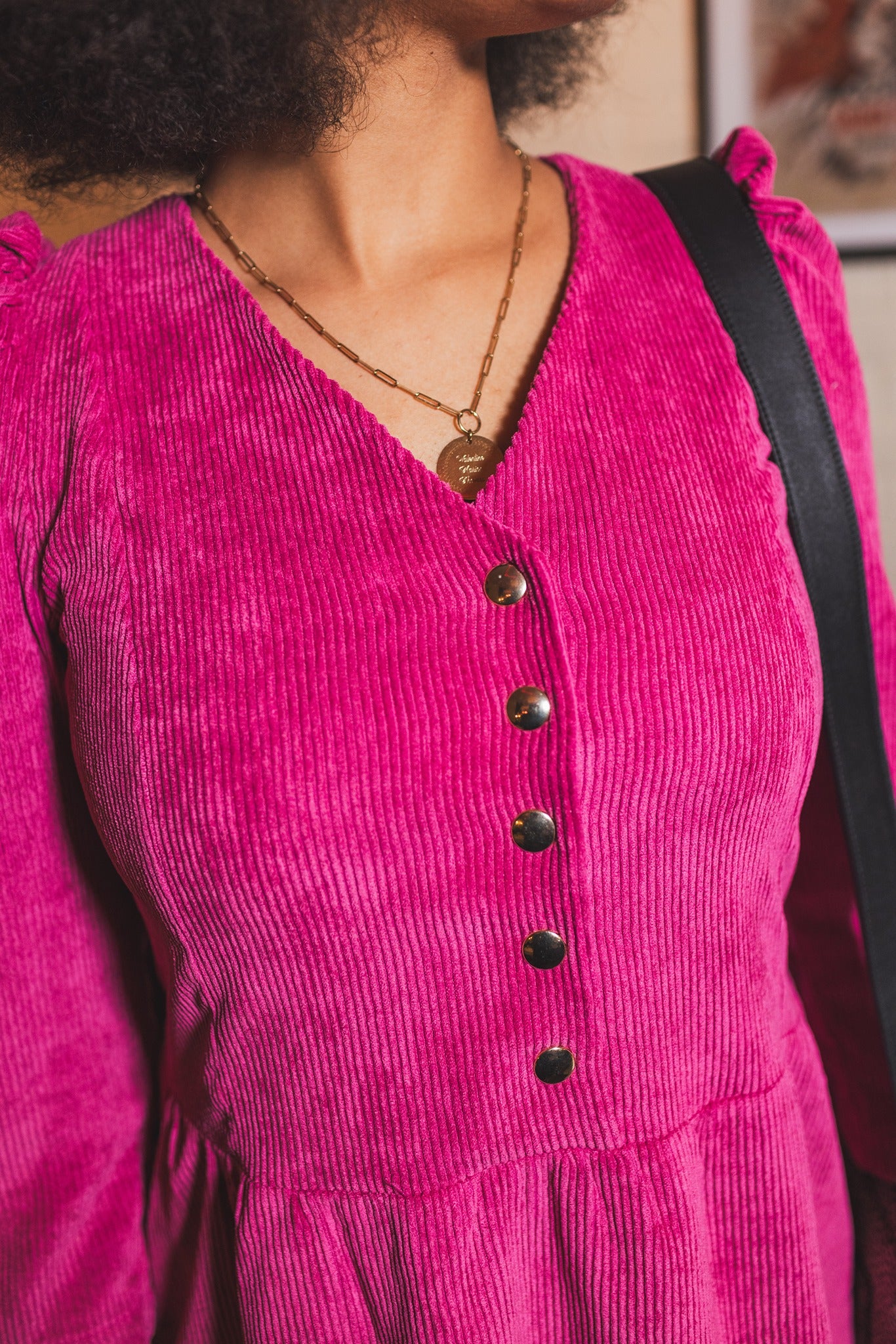 Robe Le Phare velours rose fuchsia