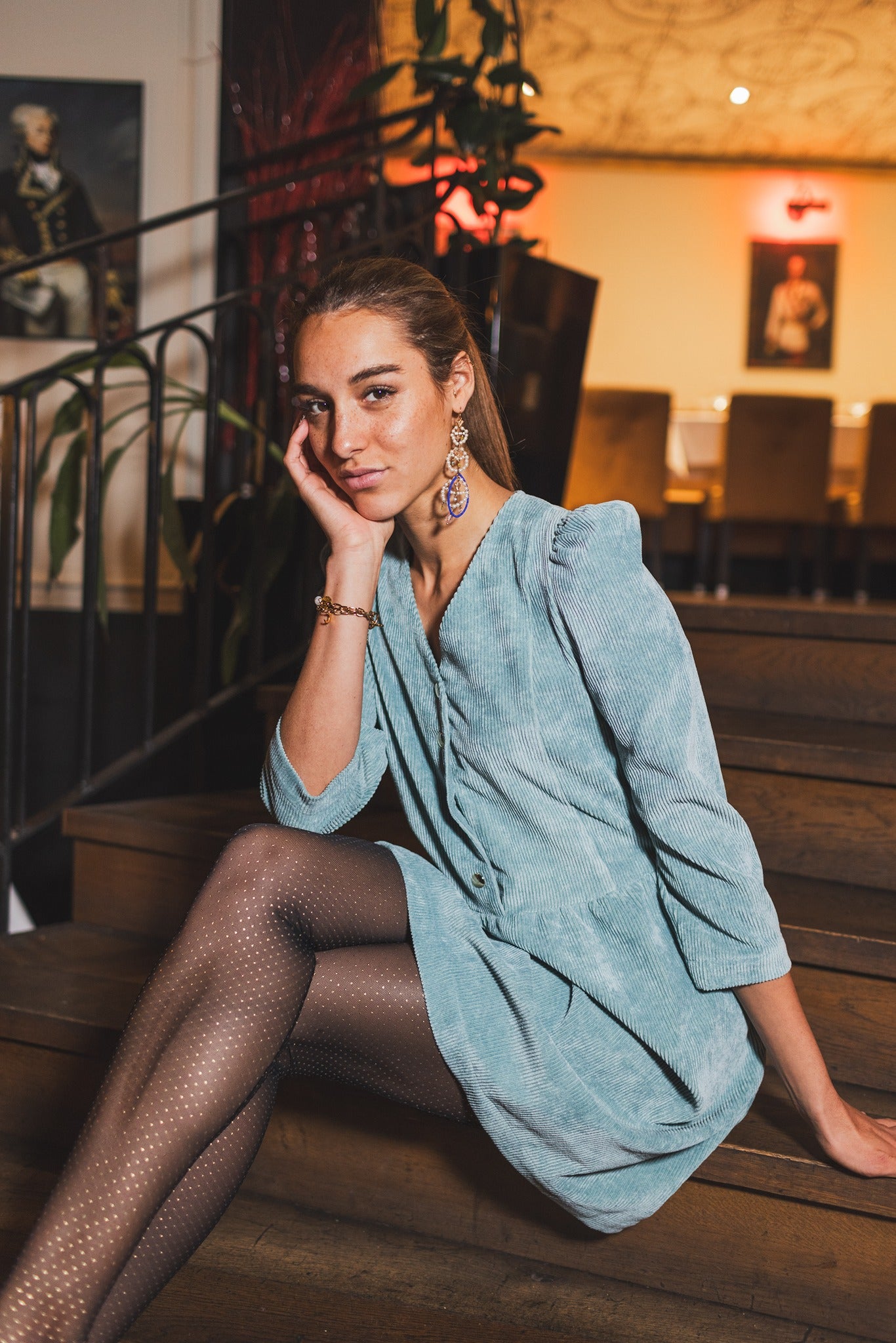 Robe Le Phare velours vert d'eau