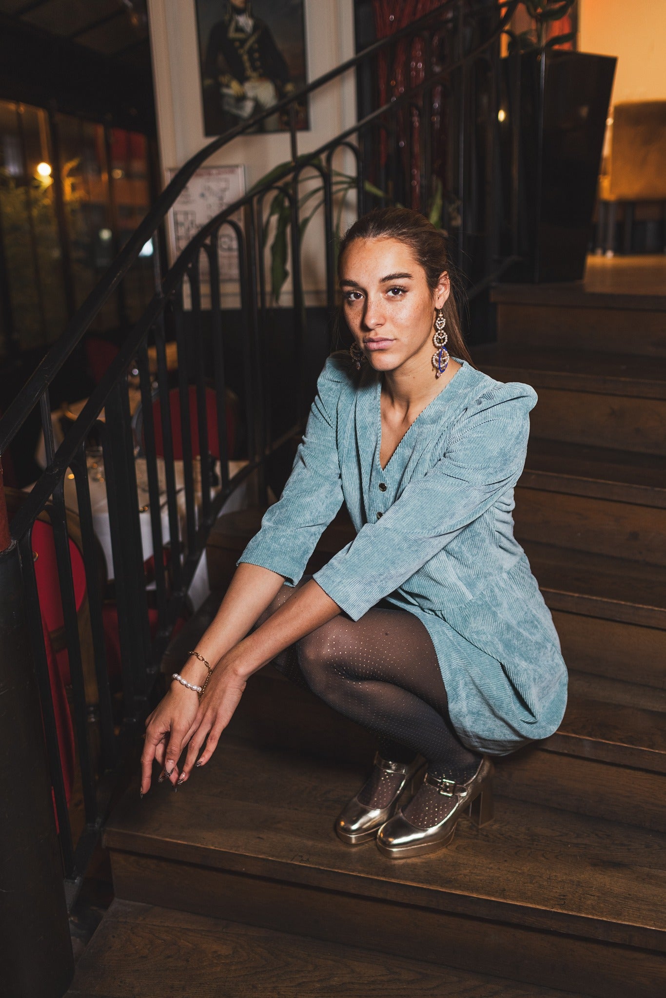 Robe Le Phare velours vert d'eau