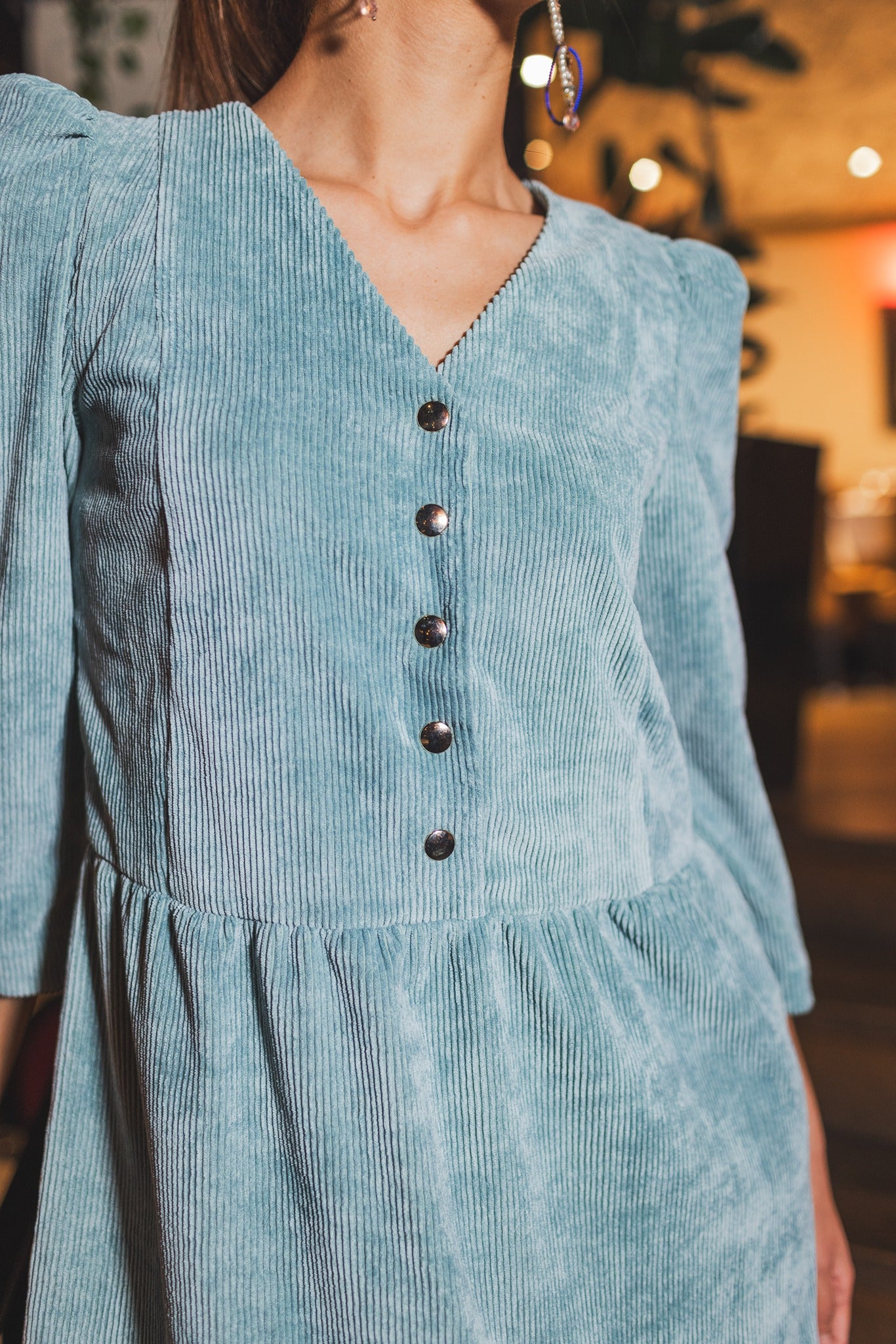 Robe Le Phare velours vert d'eau