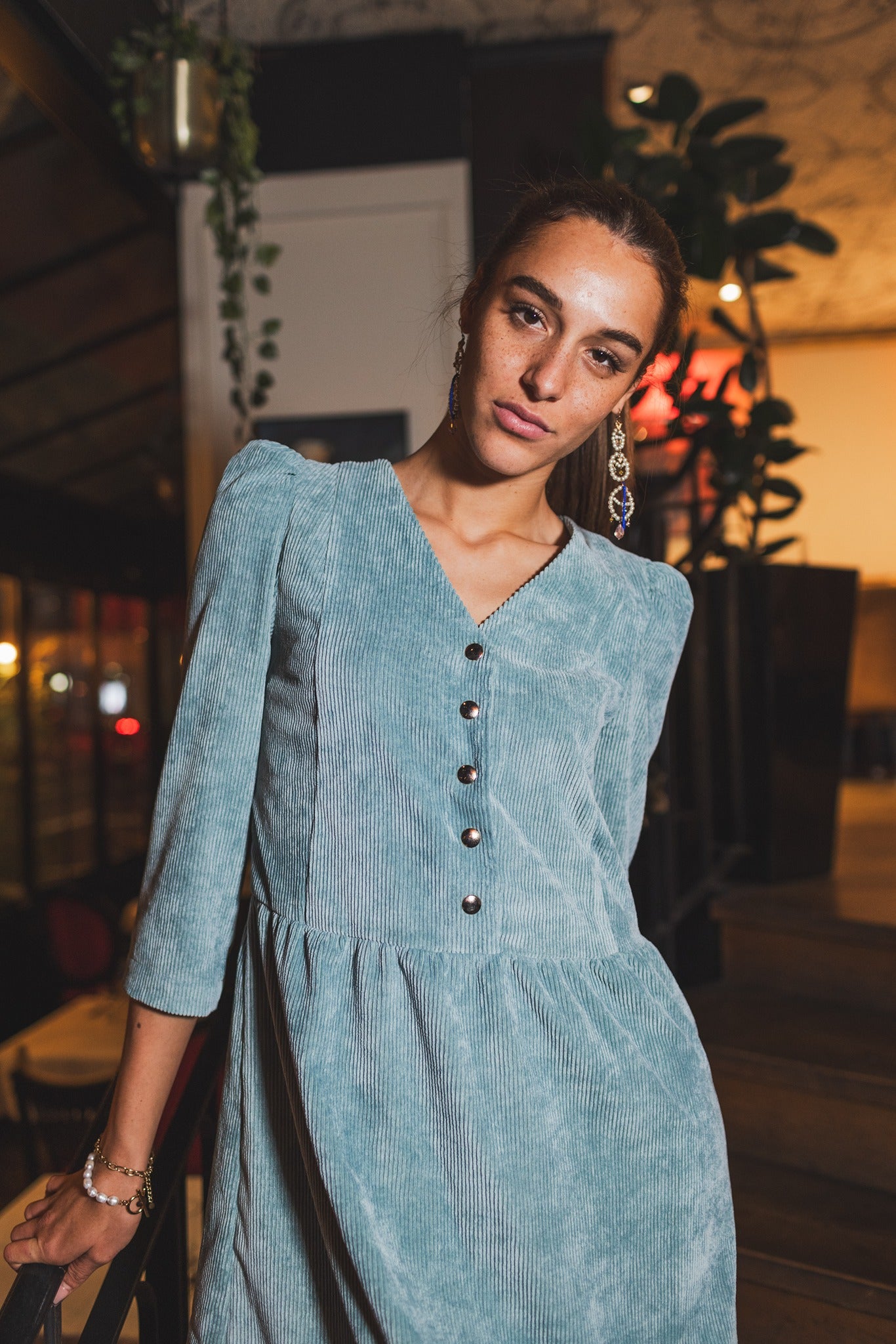 Robe Le Phare velours vert d'eau