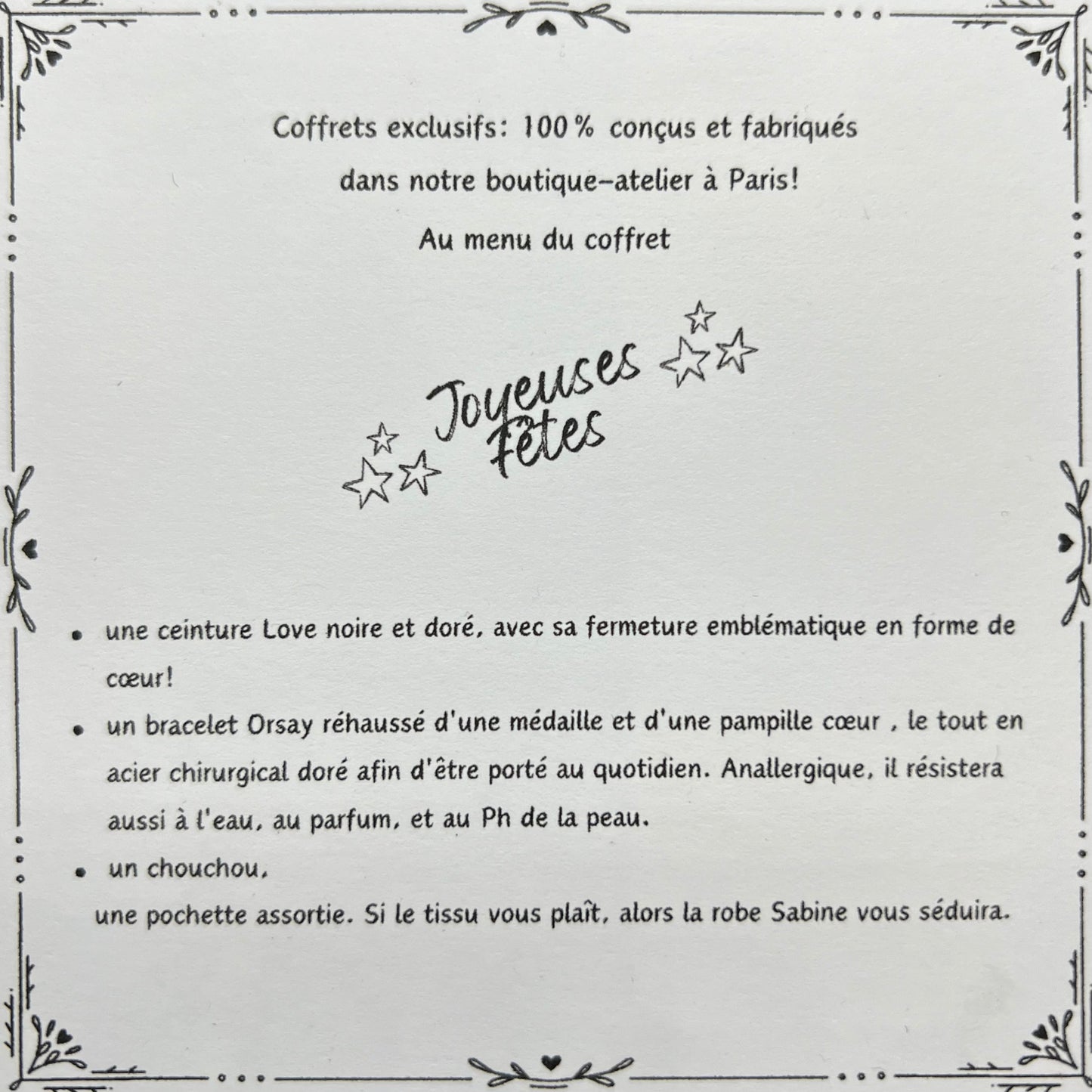 Coffret cadeau Joyeuses Fêtes or
