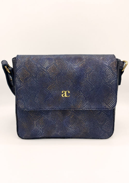 Sac Juliette python bleu orangé