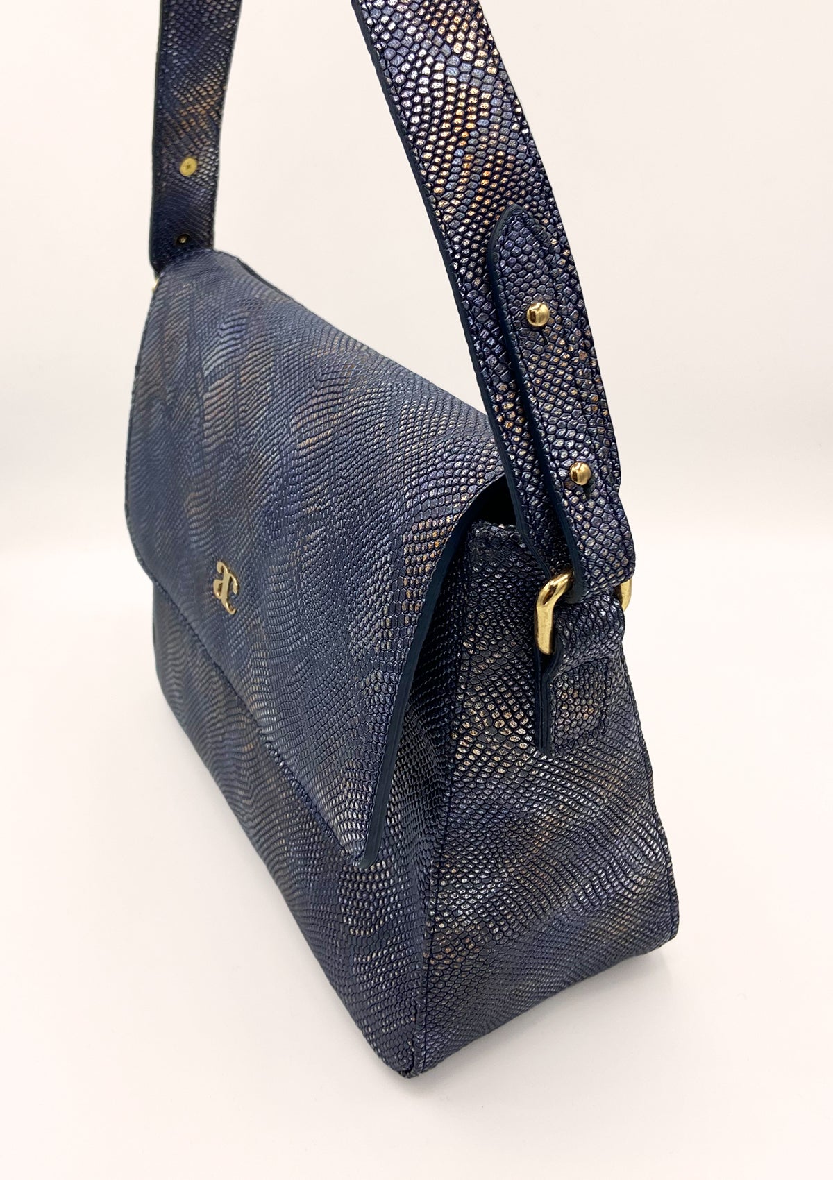 Sac Juliette python bleu orangé