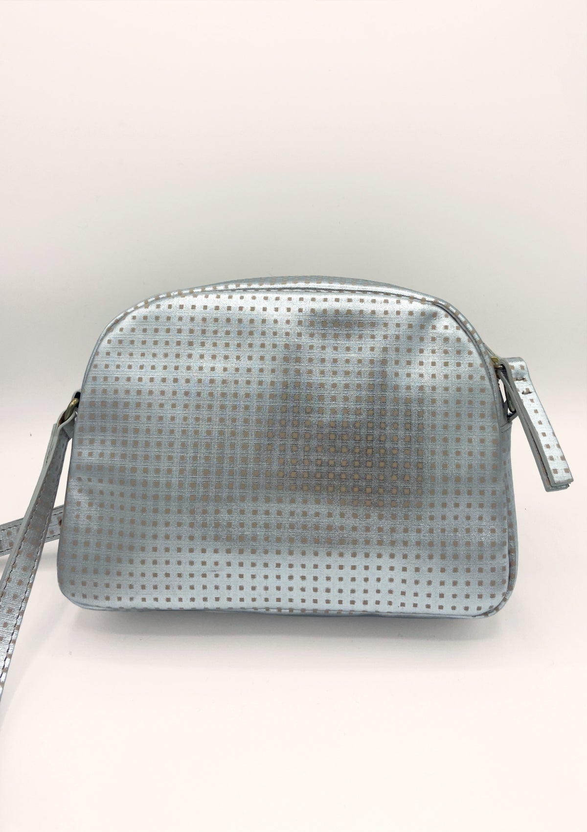 Sac Justine argenté à pois roses