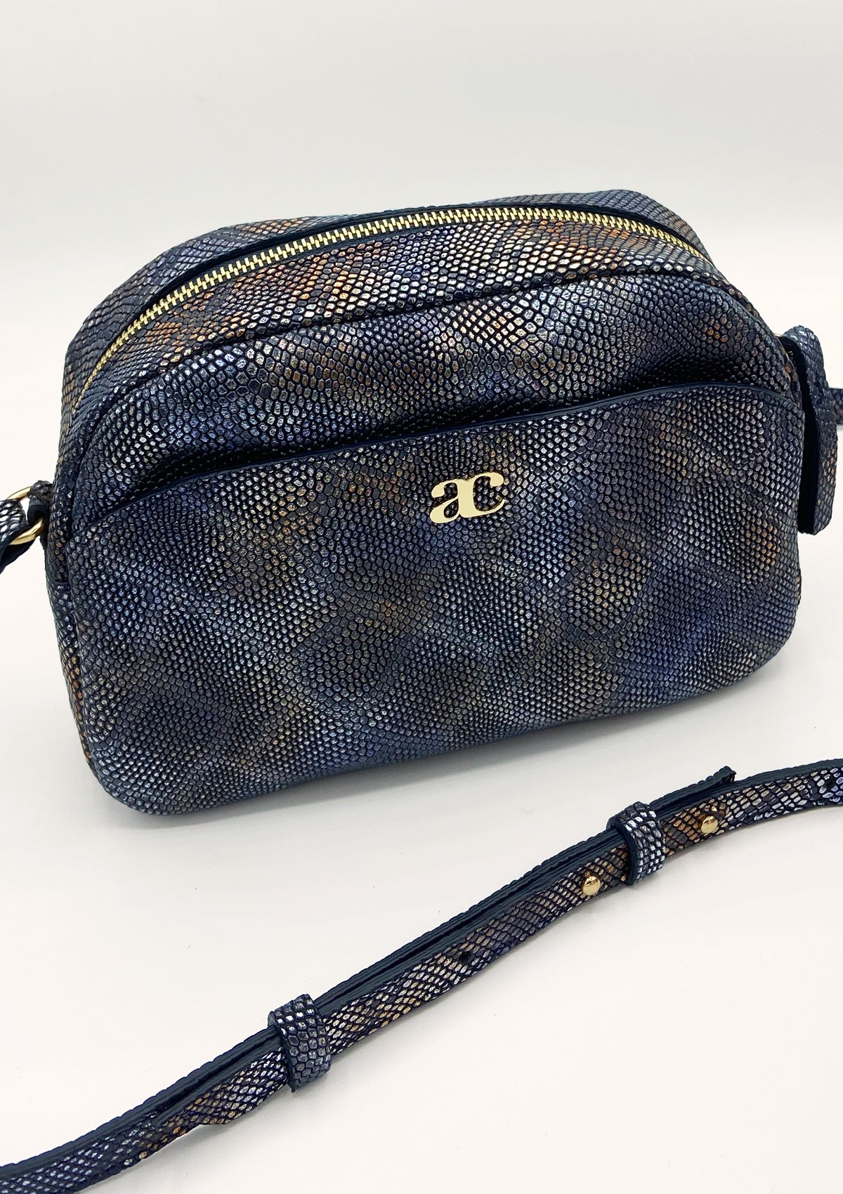 Sac Justine Python Bleu/Orange