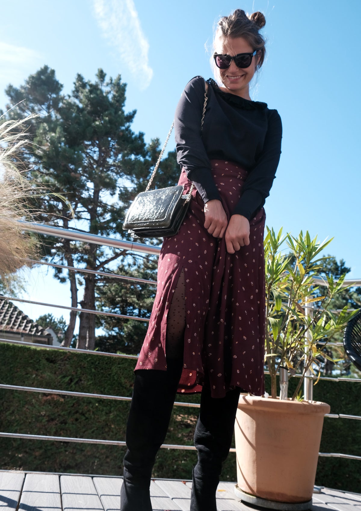 jupe midi imprimée, fente cote, edition limitée