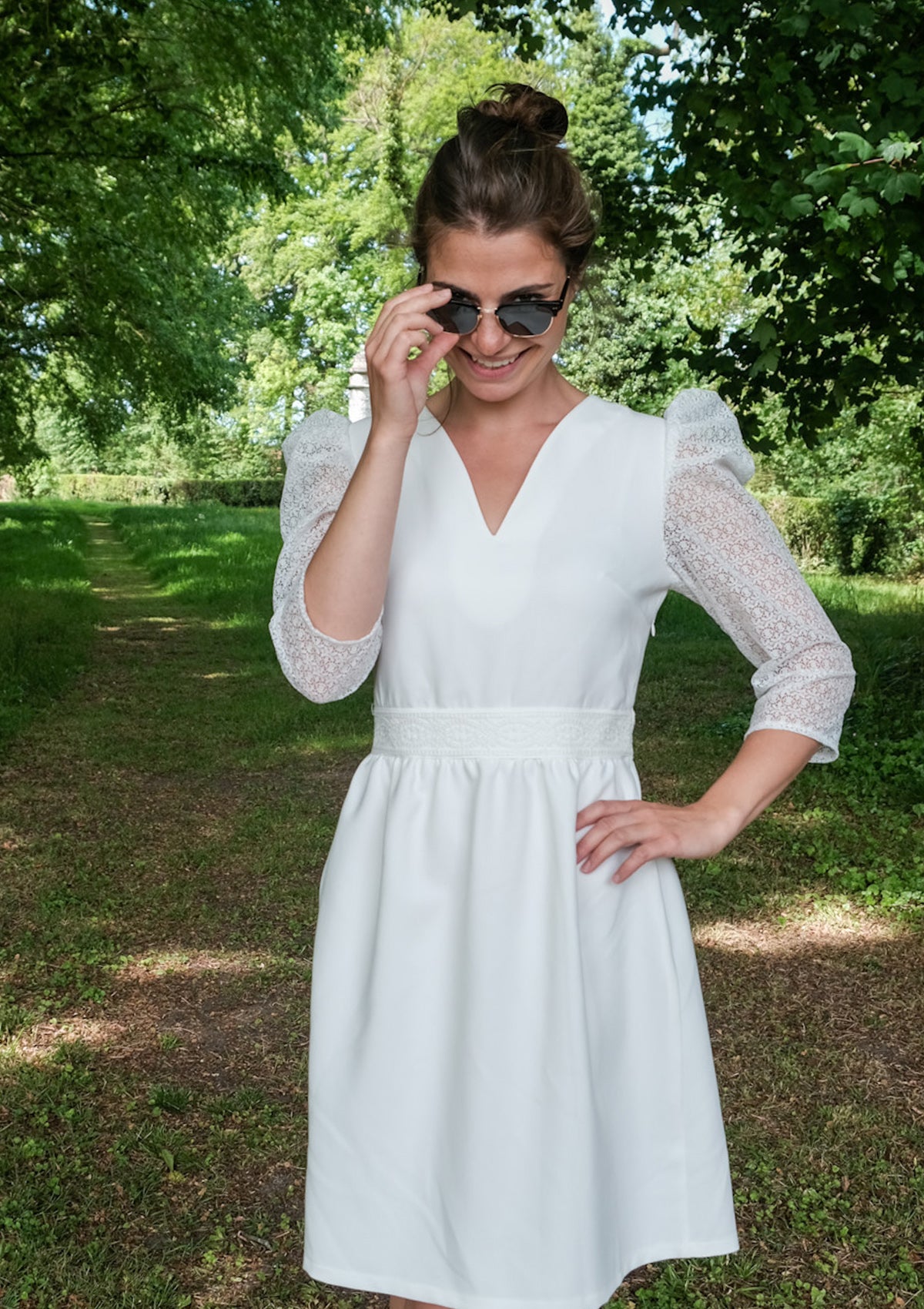 mariage civil-robe de mariée courte- dentelle