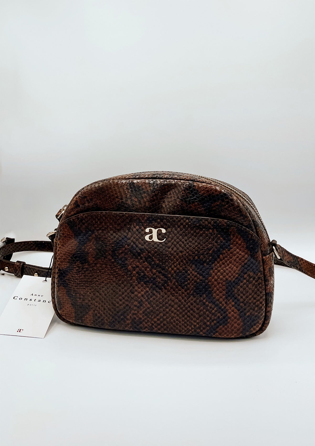 Sac Justine python marron/ noir