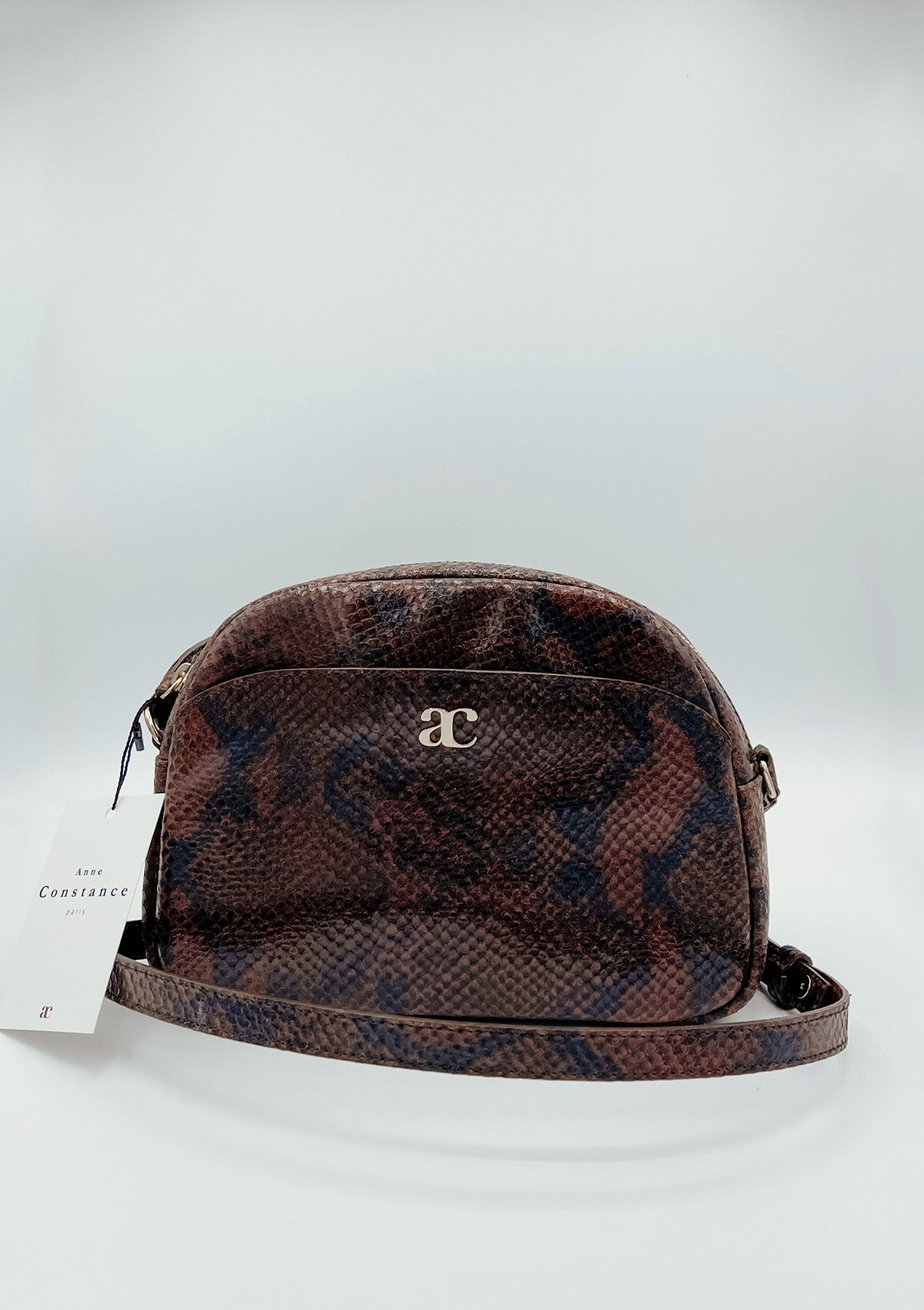 Sac Justine python marron/ noir