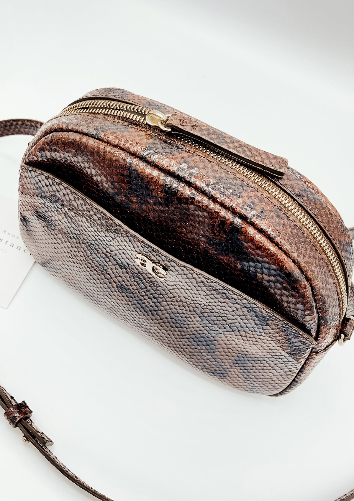 Sac Justine python marron/ noir