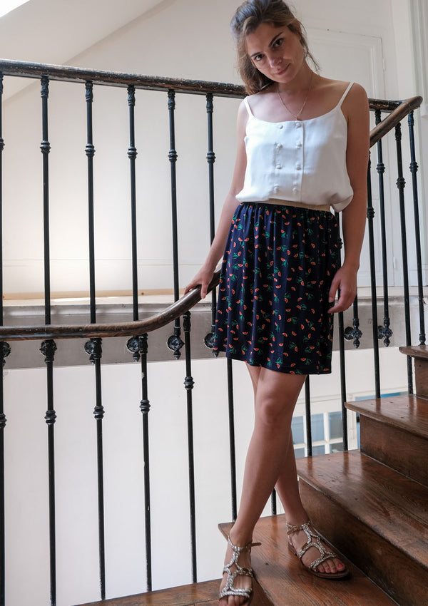 jupe en jersey, élastique doré, ajustable à la taille