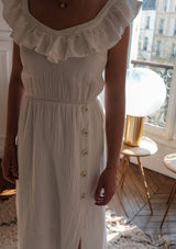 robe blanche coton-boutons bijoux- smocks