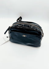 Black varnished Justine Croco bag