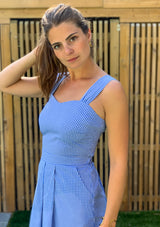 robe vichy bleu et blanc, robe bretelles