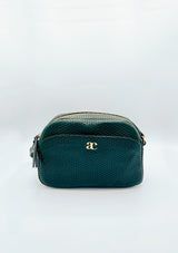 Khaki green Justine bag in openwork leather