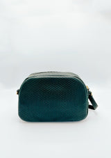 Khaki green Justine bag in openwork leather