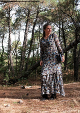robe longue en soie imprimé fleurs