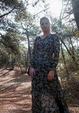 robe longue, vaporeuse, fendue, fente, decolleté 